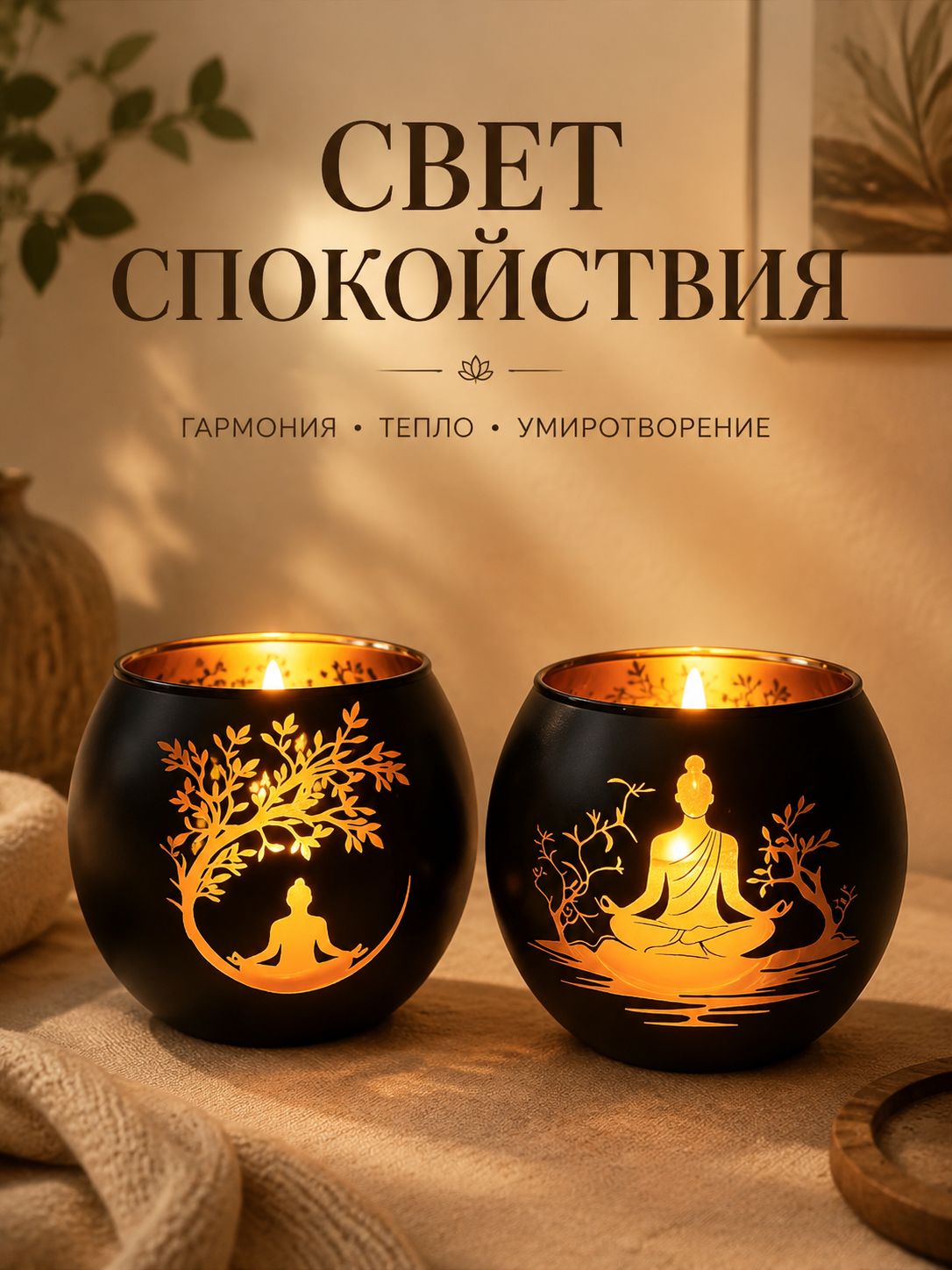 Подсвечник для 2 св. 2 шт стекло черный