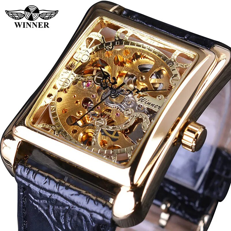Мужские механические часы Winner 2020 Желтый, Golden