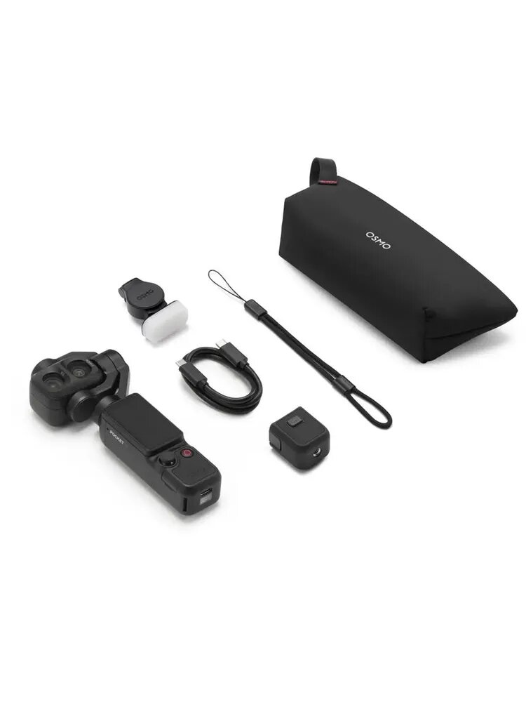 DJI Osmo Pocket 4P, стандартный комплект, двойная камера, 60 мм, 3× оптический зум, 103 ГБ, D-Log 2, 4K/240 fps