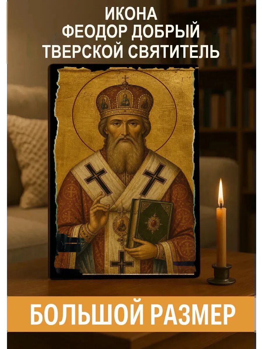 Икона Феодор Добрый Тверской, на дереве, 30×40 см, освящённая