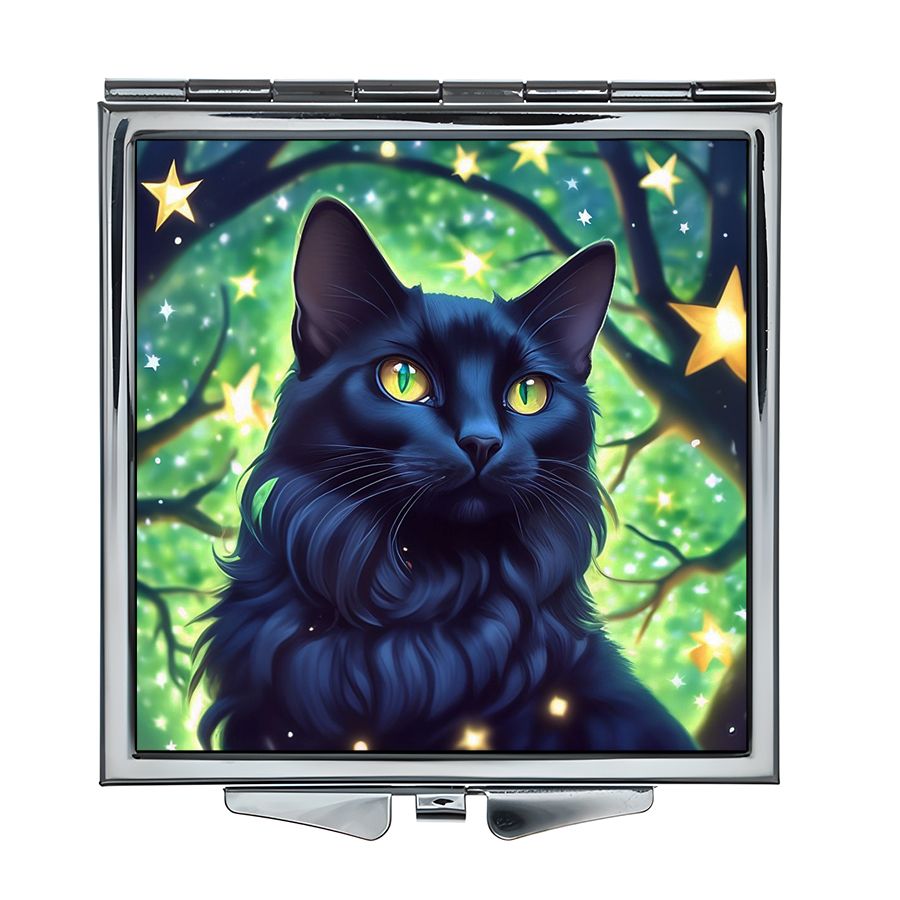 Складное зеркало квадратное Чёрная кошка