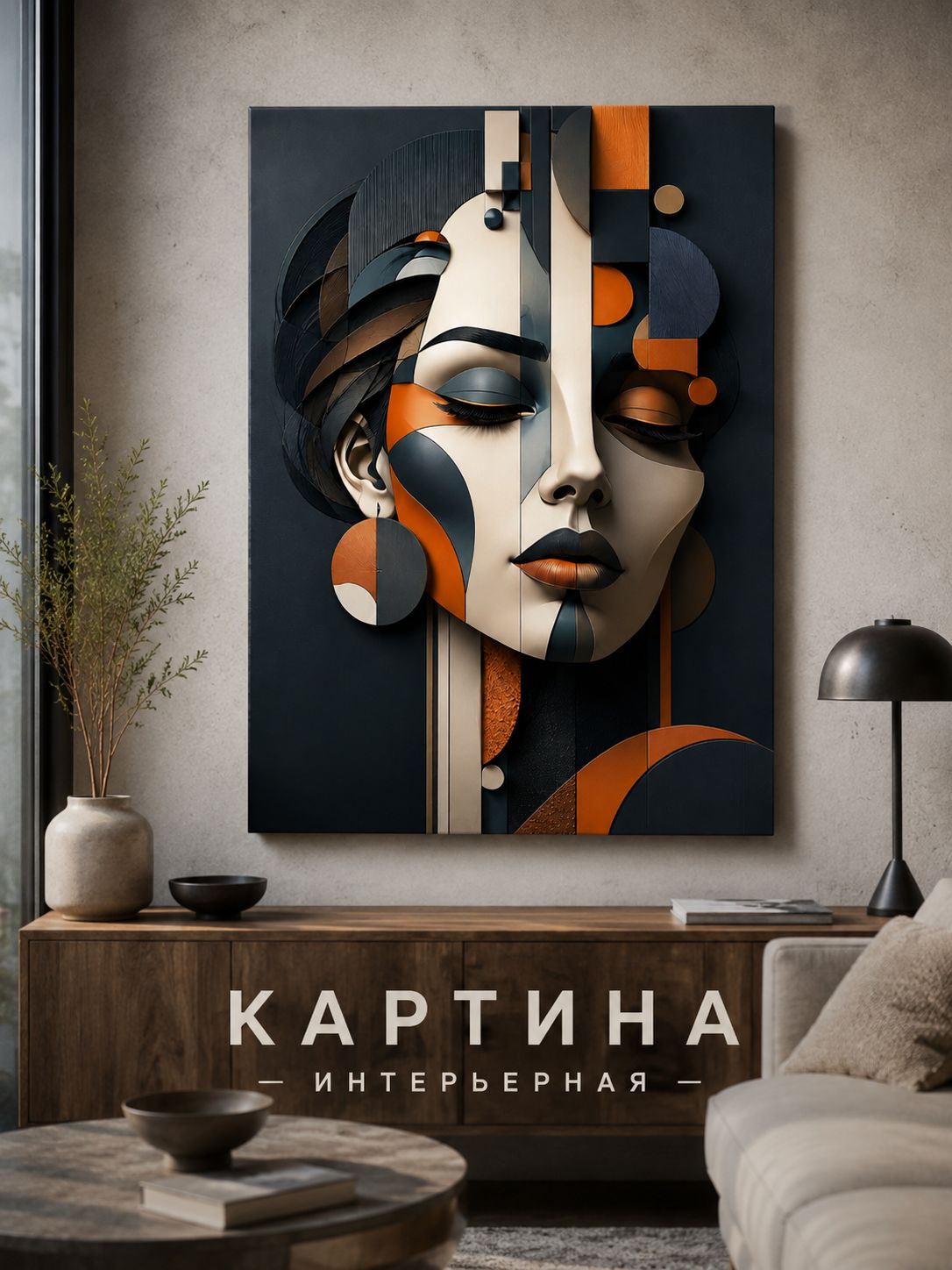 Зеркало ПроАрт Картина Лицо девушки арт 50х70 см