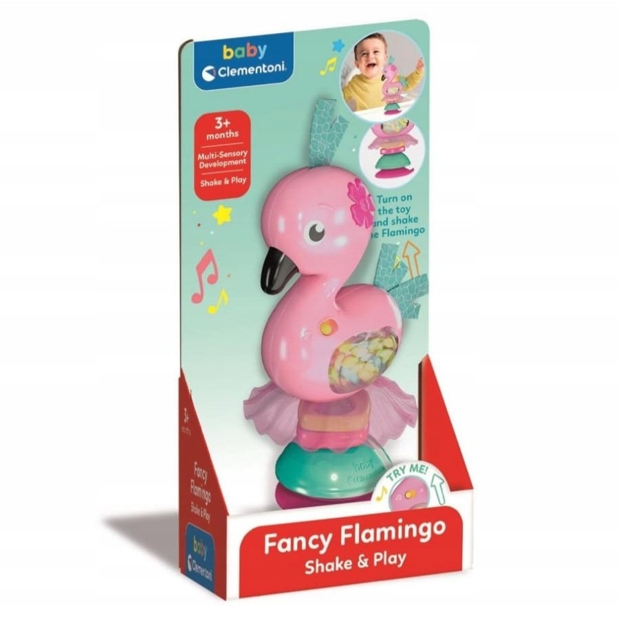 Погремушка Clementoni Baby модный фламинго, розовый