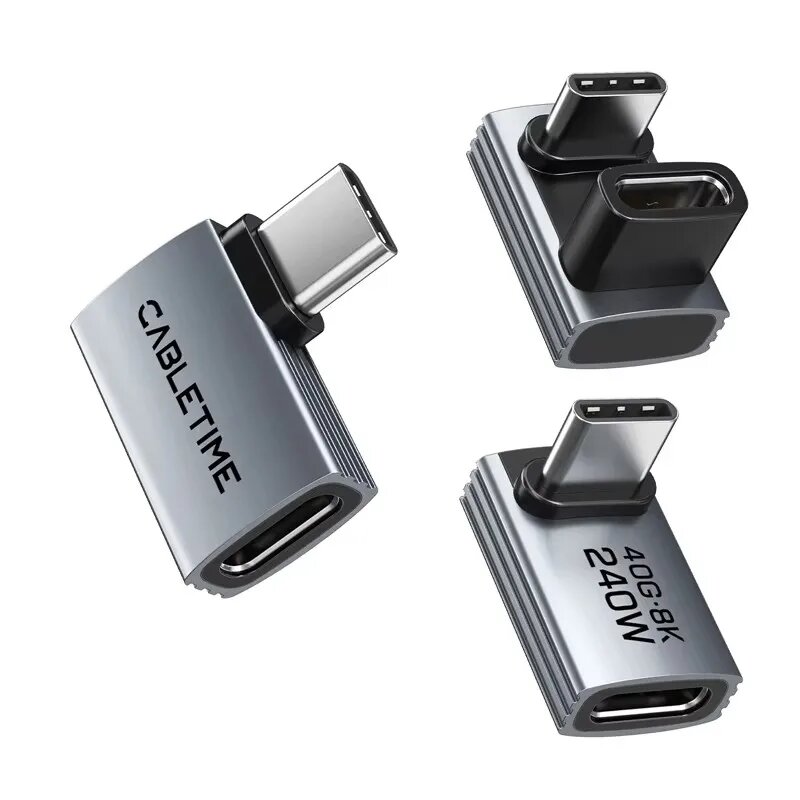 CABLETIME 240W USB C OTG Type C to C адаптер 8K 60Hz 40Gbps 90-градусный конвертер USB4 Combination