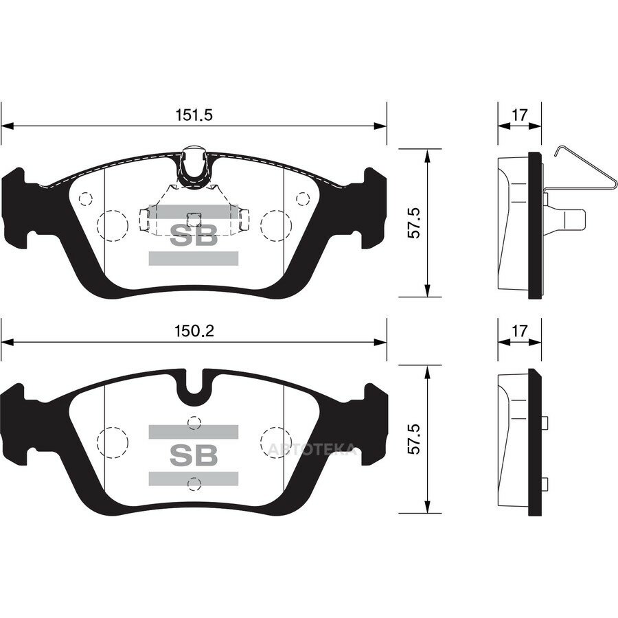 Колодки тормозные передние BMW 3 III-IV(1991-2007)/ Z3 (1996-2002)/ Z4 (E85 E86) (2002-2009) SMART ROADSTER (2003-2005) SANGSIN BRAKE SP1388