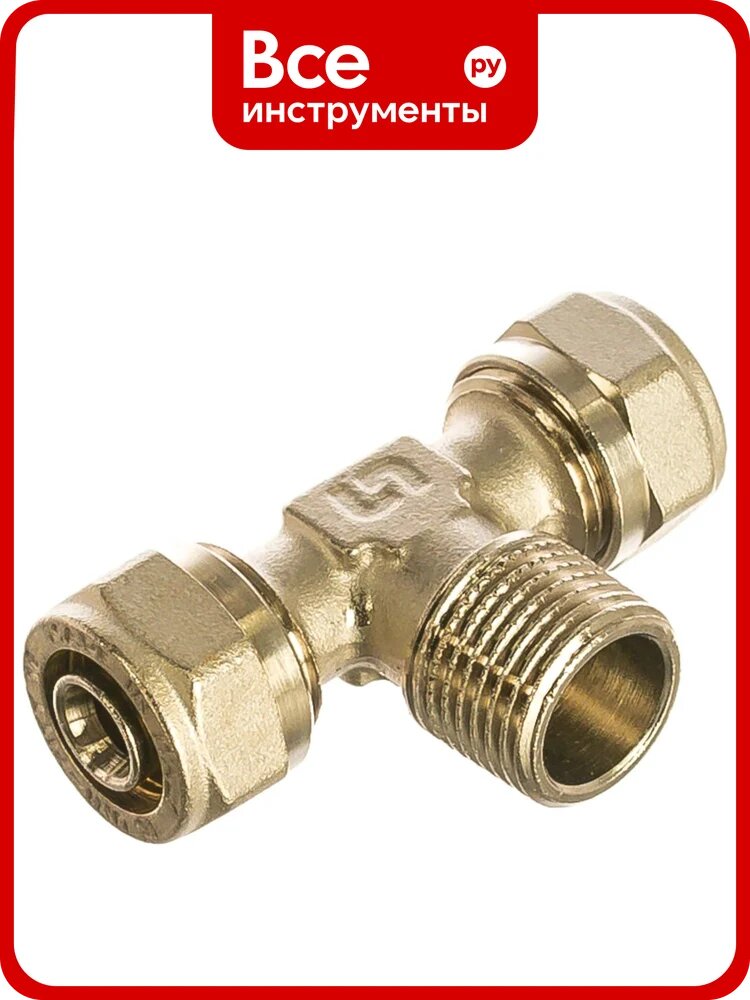 Тройник обж-Н-обж 16х1/2x16 никелированный Uni-Fitt 668N6260