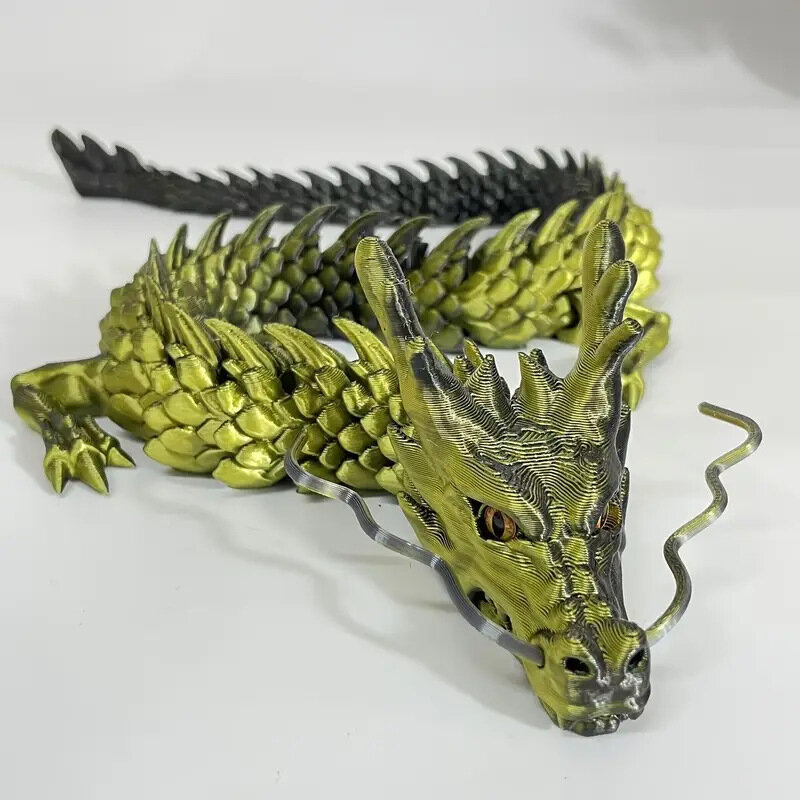 3D-печатная модель китайского дракона с подвижными суставами, детская игрушка, декоративный элемент для создания сцен.