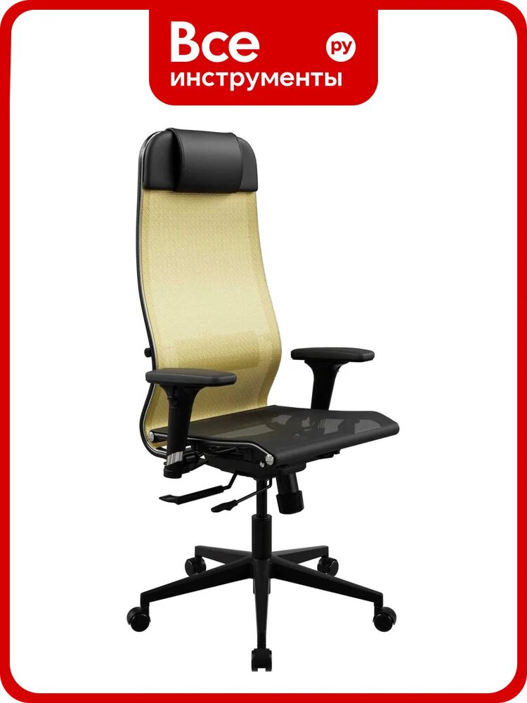 Кресло для персонала метта ErgoLife Set 4/подл.200/осн. Synchro 102 (Золотой ротанг-Черный 558. D.1.2F3) z509882699