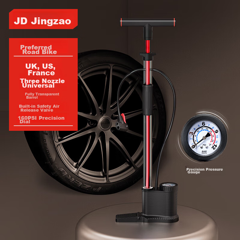 Высоконапорный насос 160PSI с двойным манометром для велосипедов мотоциклов электромобилей и мячей Цвет：[Топовая