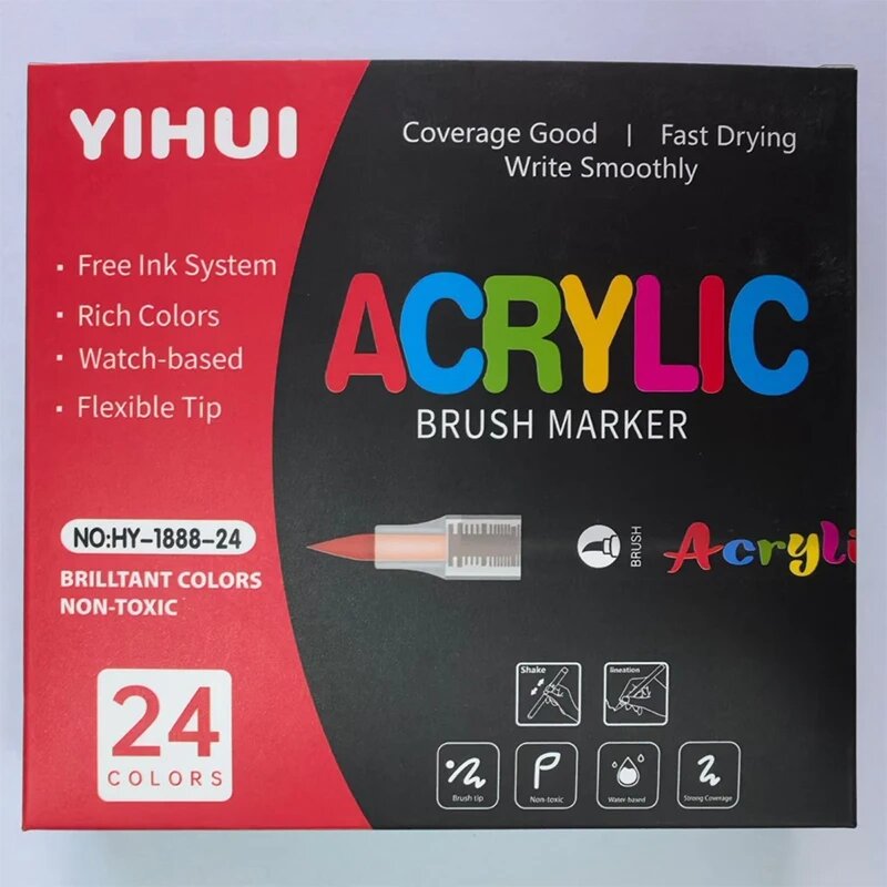 Жидкие акриловые маркеры 24 цвета для рисования 24 colors