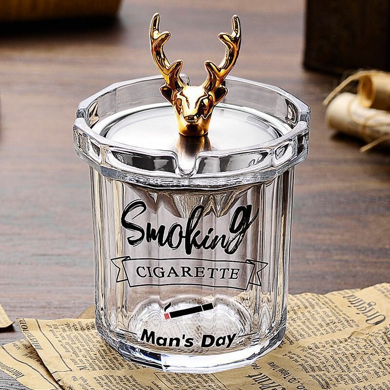 Пепельница Smok с серебряной воронкой и оленьей крышкой