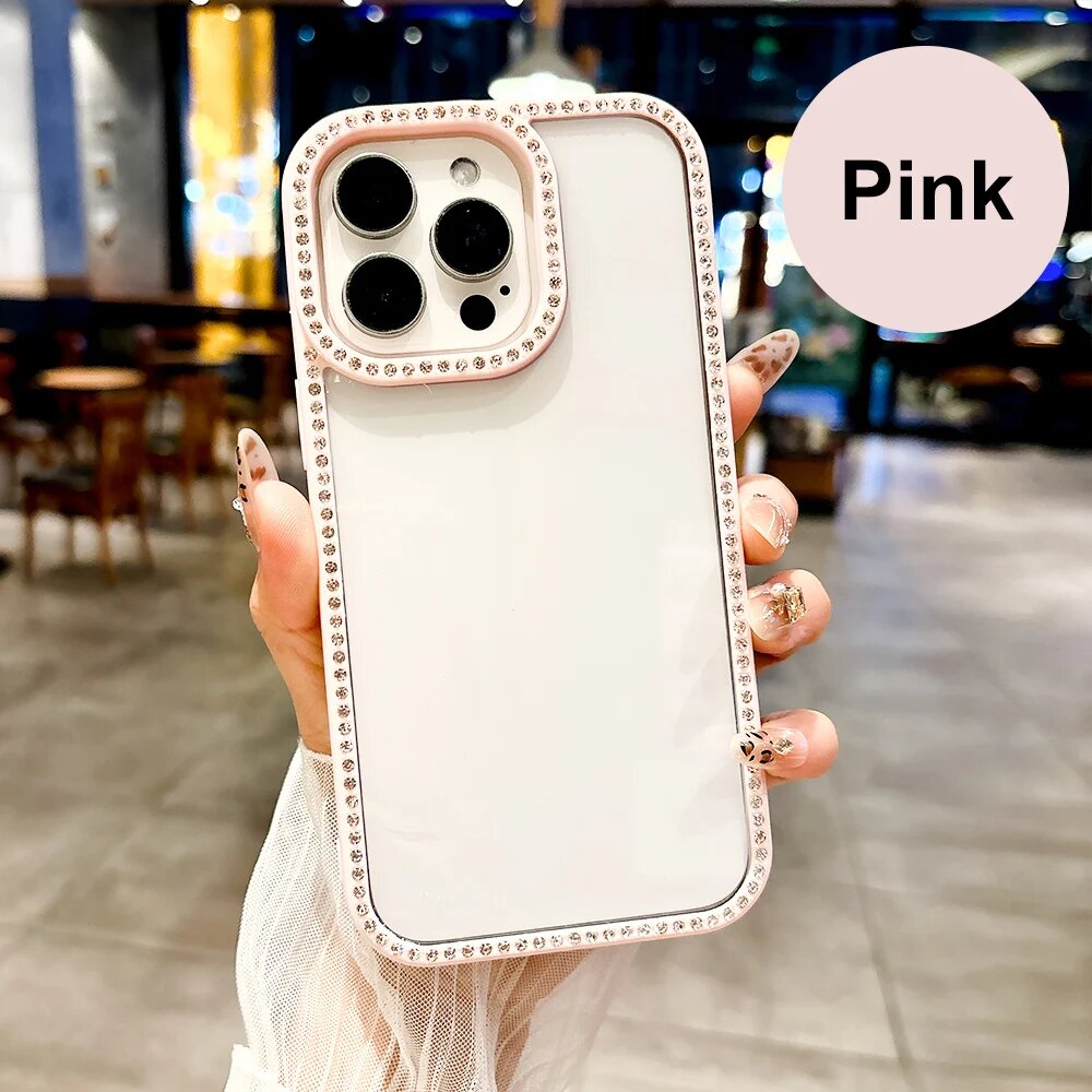 Прозрачный Блестящий Чехол Для iPhone 17/16/15/14/13/11/12 Pro Max: iphone 11, Розовый, Pink