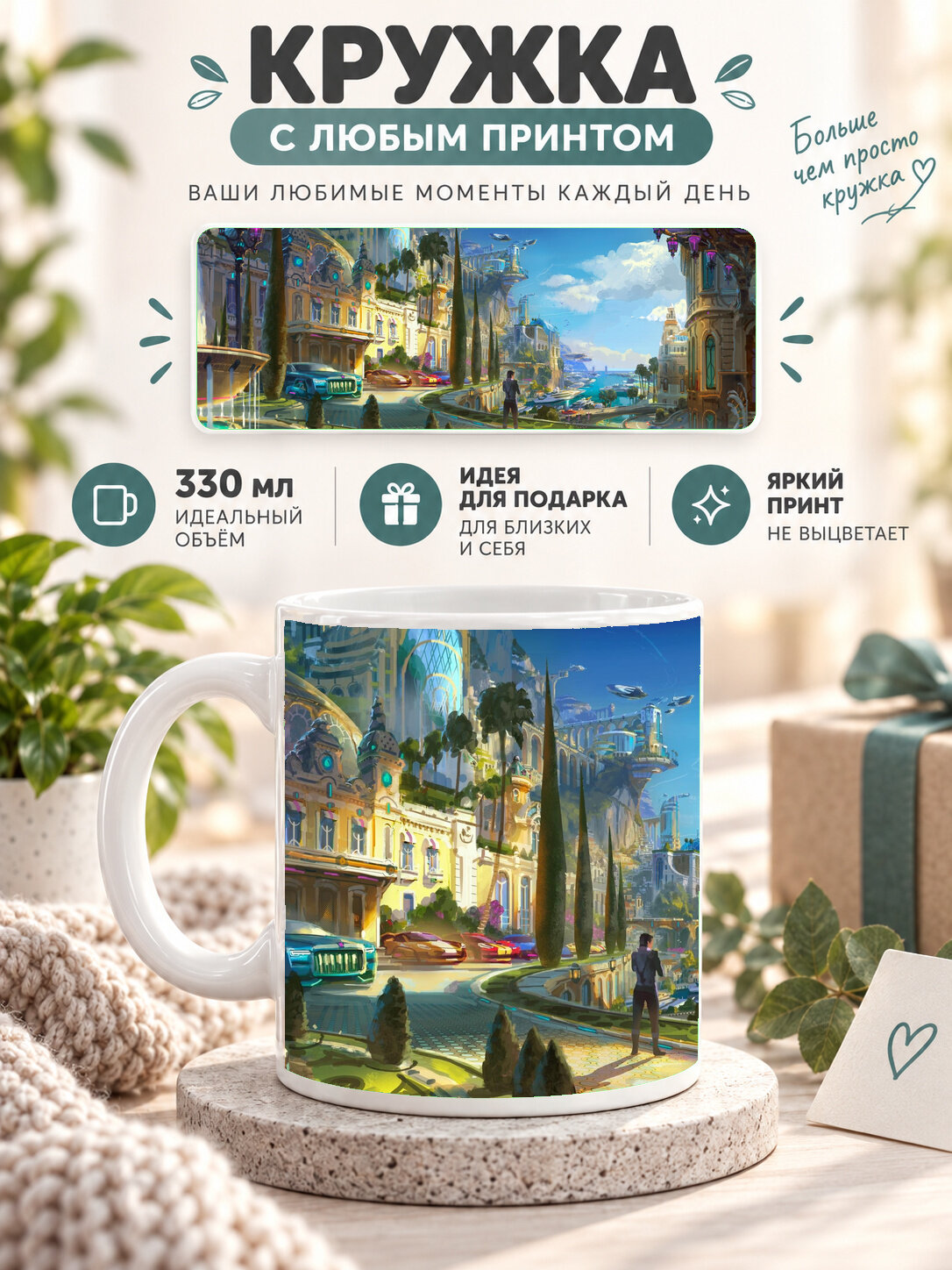 Кружка керамическая 330 мл белая с принтом Overwatch 2 Concept Art