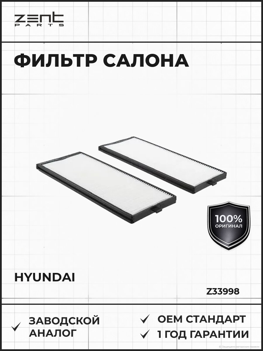 Фильтр салона ZENTPARTS Z33998 Хендай Гетц Hyundai с 2002