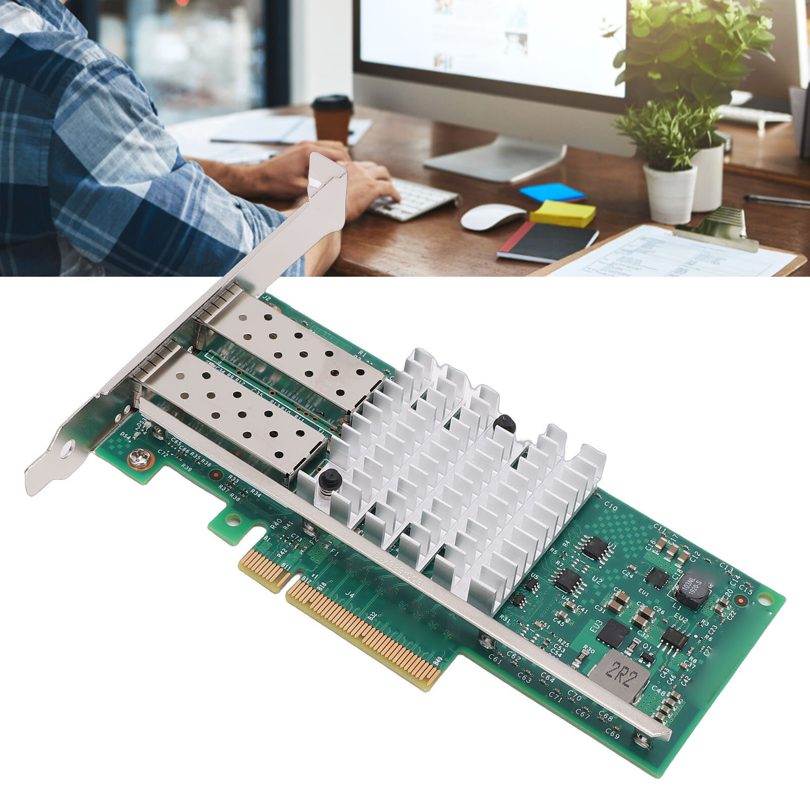 Сетевая карта 10GB PCI-E X8 с двумя SFP+ портами, поддержка Intel 82599 для различных операционных систем