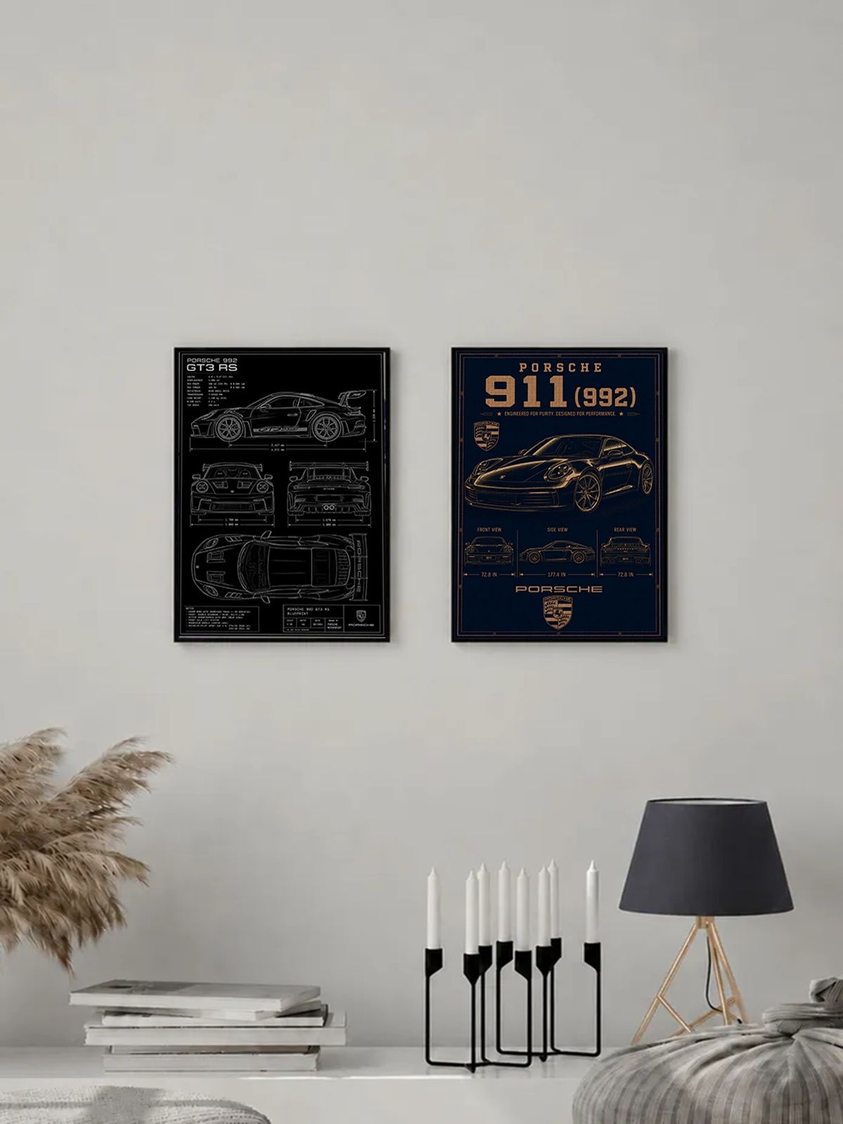 Набор Постеров / Плакатов Интерьерные Порше (Porsche) 2 Листа А4