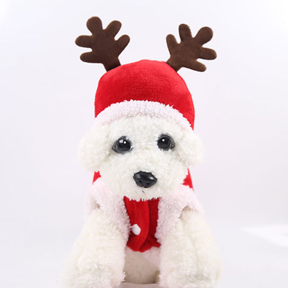 Christmas Pet Dog Warm Clothes Flannel Elk Pattern Costume Size S