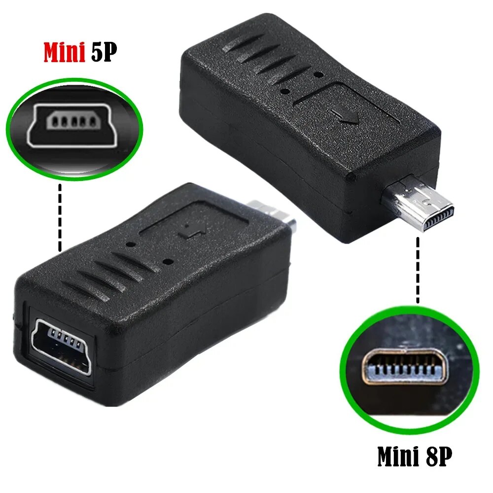 Кабель-адаптер Liujyjc mini USB 8-контактный - USB Type-C 3.1 Mini 8p to Mini usb