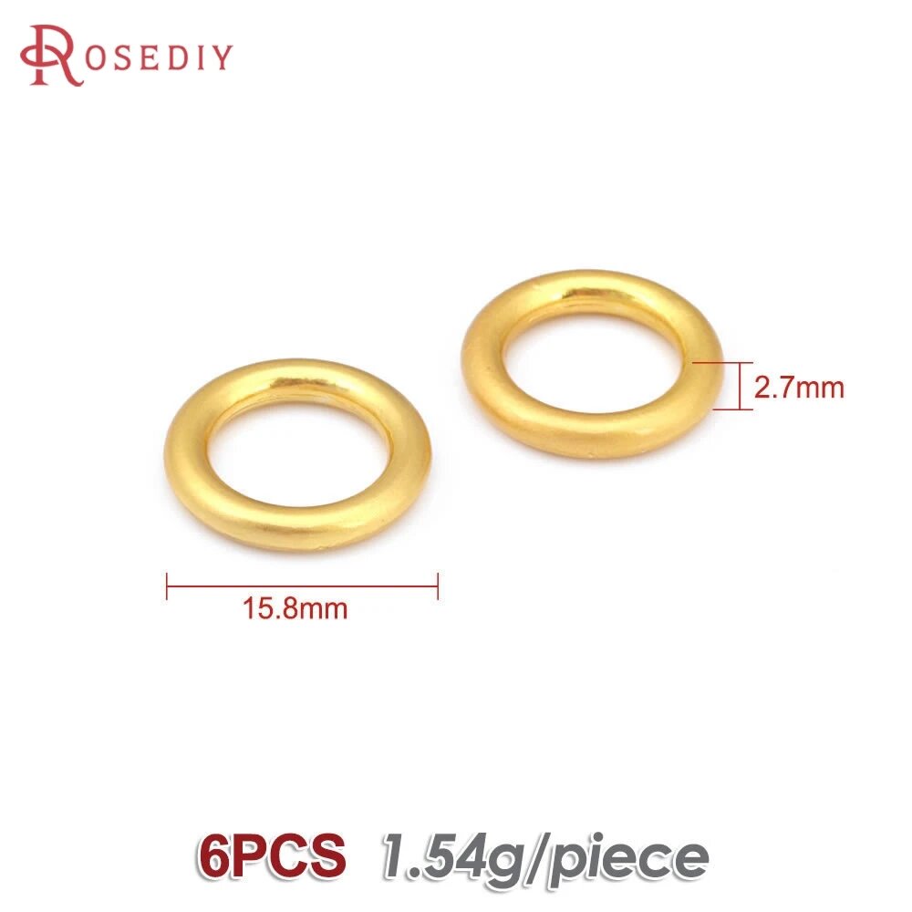 Кольца-коннекторы Rosediy 15.8мм, 18К золото, 6шт