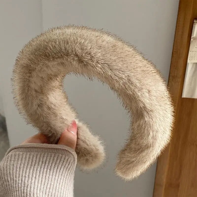 Меховой ободок для волос Premium Fur Бежевый, A4