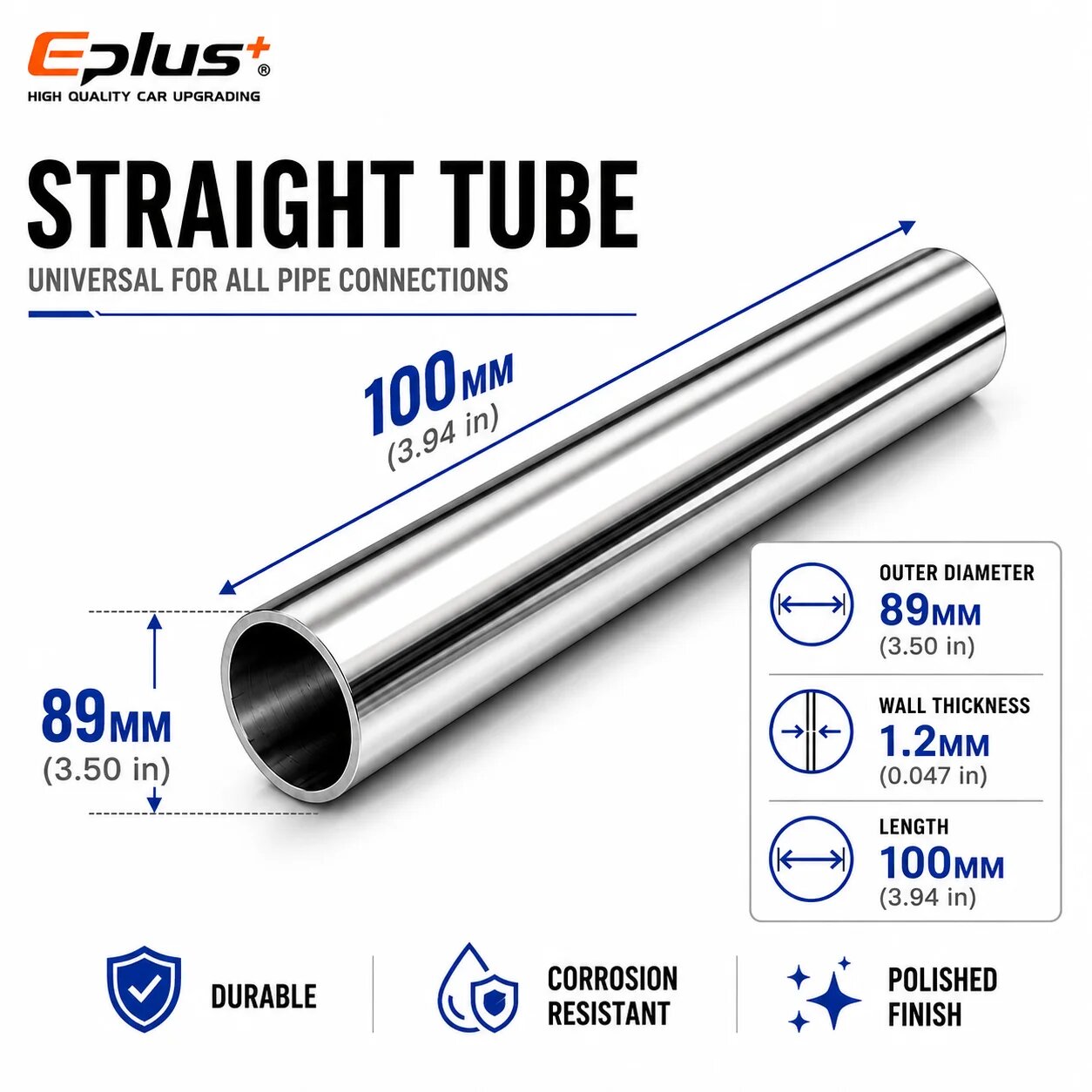 Прямой адаптер из нержавеющей стали Eplus+ OD 89MM