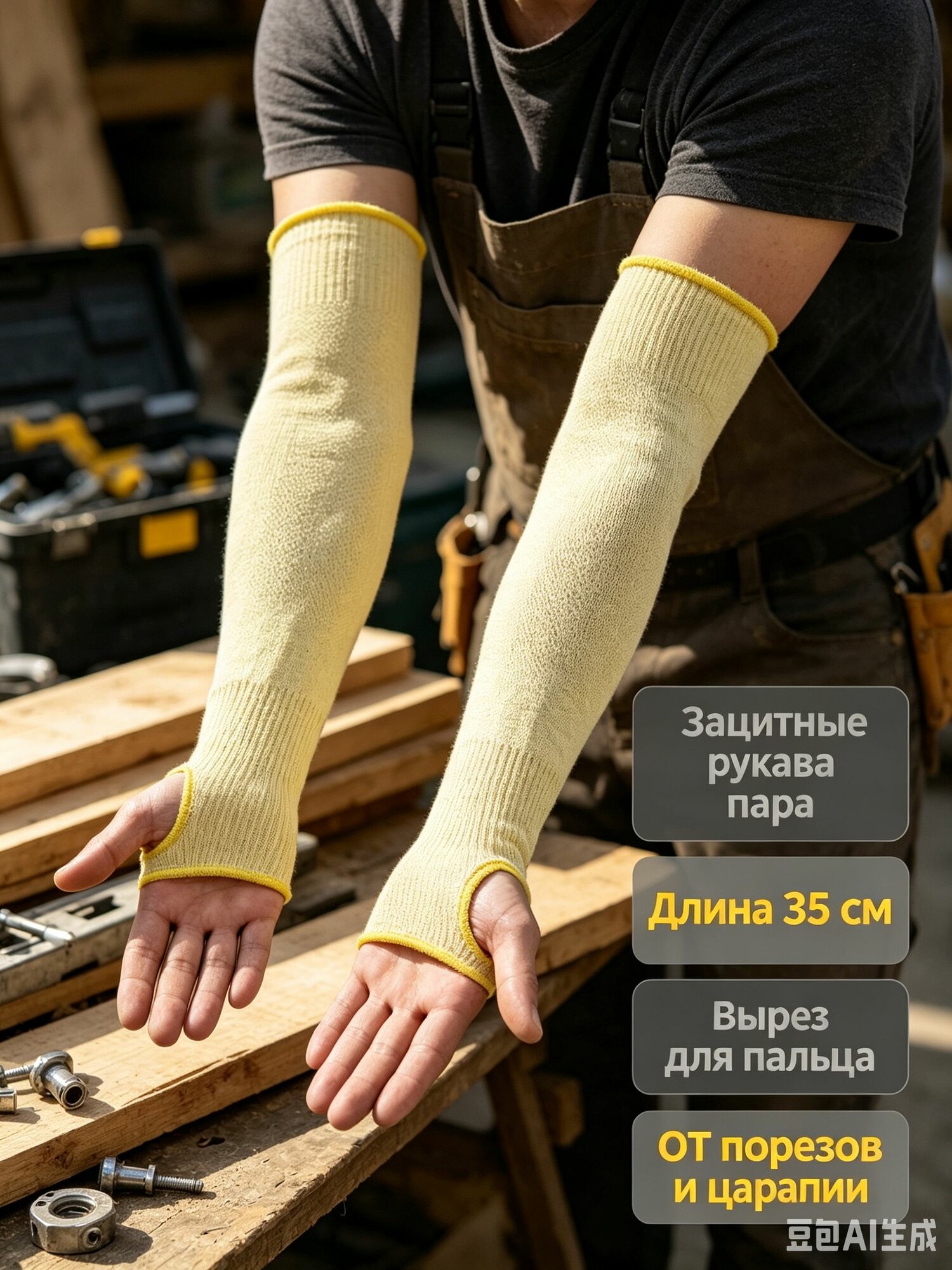 Длинные защитные рукава для рук пара, устойчивы к порезам, длина 35 см для работы на производстве