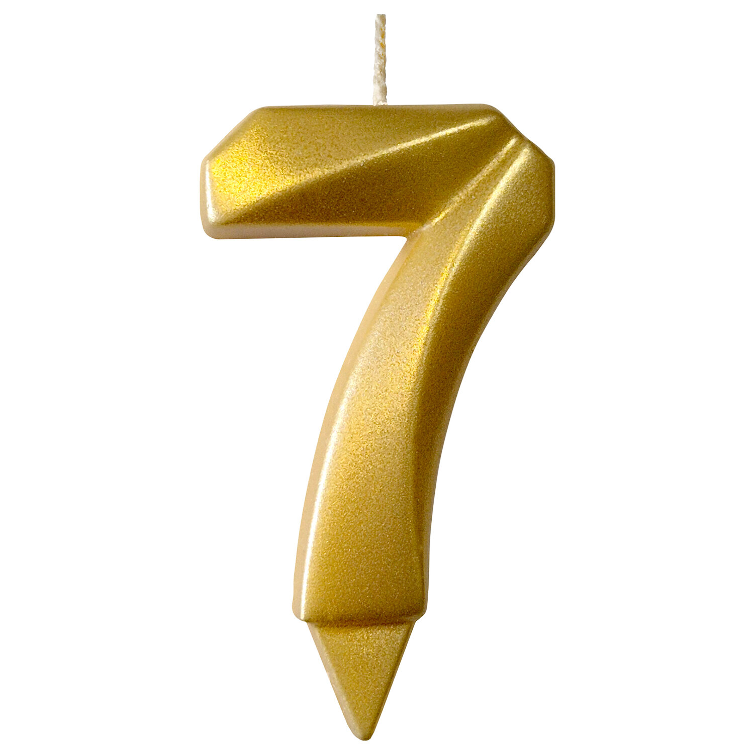 Упаковка 32 шт. Свеча-цифра для торта "7", форма грань, золото, 7 см, на ножке, в блистере, 1705