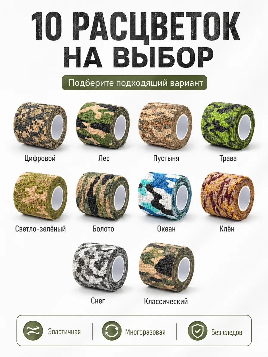 Камуфляжная защитная лента для снаряжения, 5×450 см