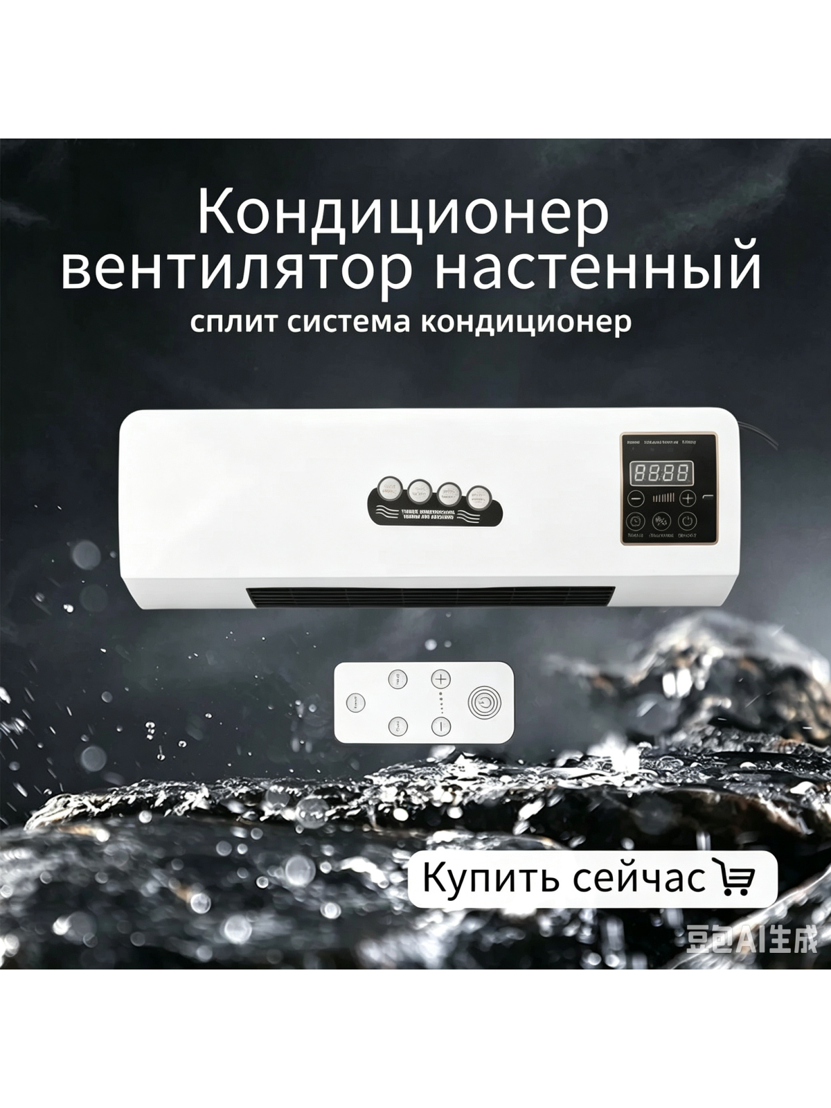 Настенный электрический обогреватель 110В с дисплеем и пультом ДУ, белый пластиковый корпус