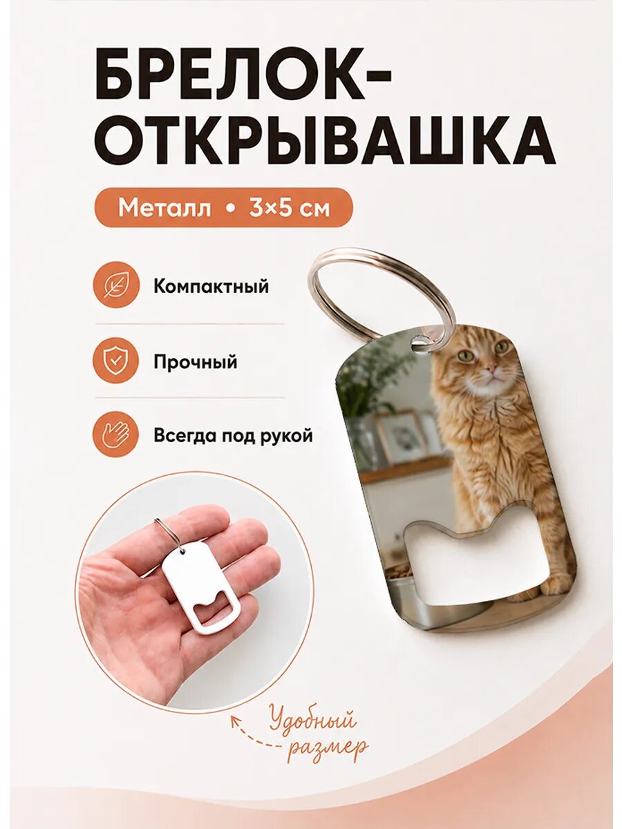 Брелок открывашка "Рыжий Кот у Корма"