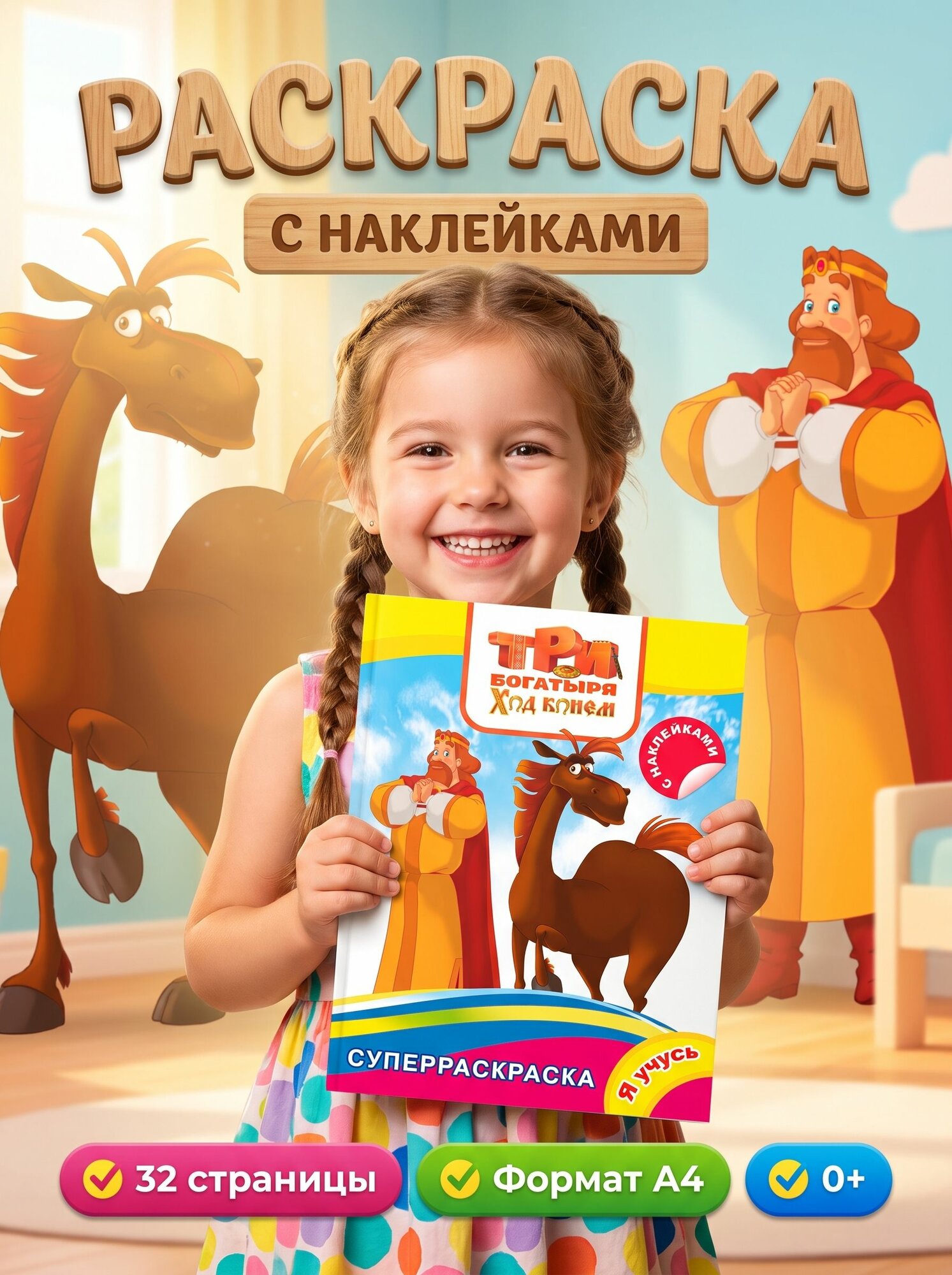 Три богатыря Ход конем Раскраски для детей