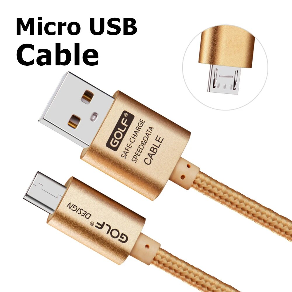 Кабель Для Зарядки Micro USB С Оплеткой Из Сплава Для Быстрой Зарядки Samsung Бежевый, 0.25m, Gold