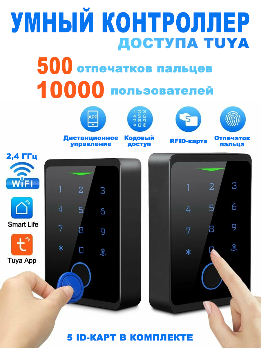 WIFI - Комплект системы контроля доступа, с электромагнитным замком, С пятью идентификационными картами