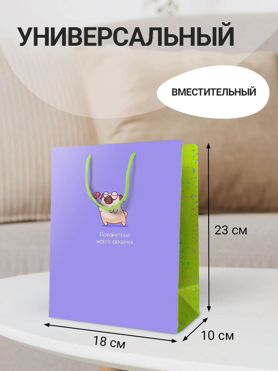 Пакет подарочный мопс — фото 1
