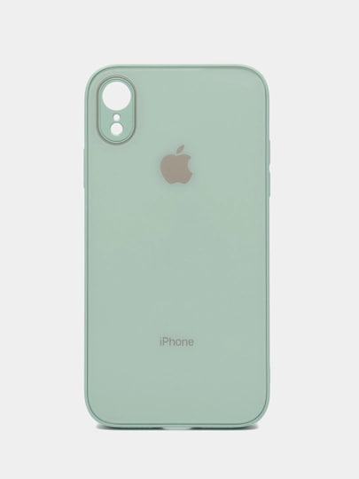 Чехол для iPhone XR силиконовый со стеклянной панелью, мятный