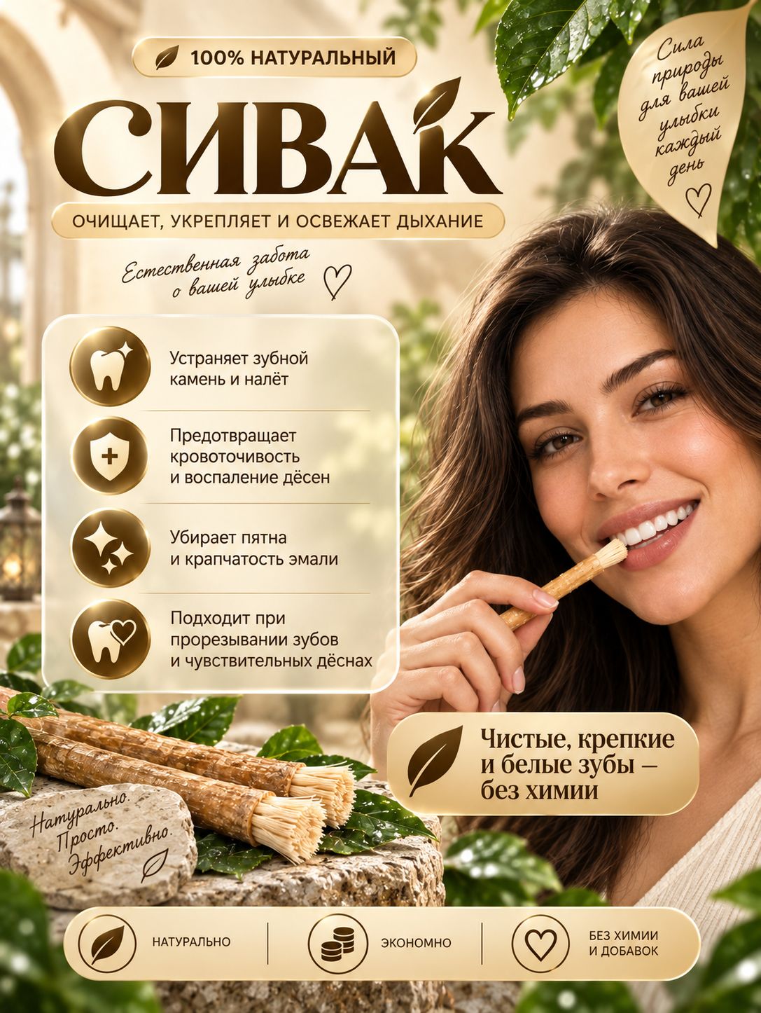 Сивак для зубов Мисвак натуральная зубная щетка