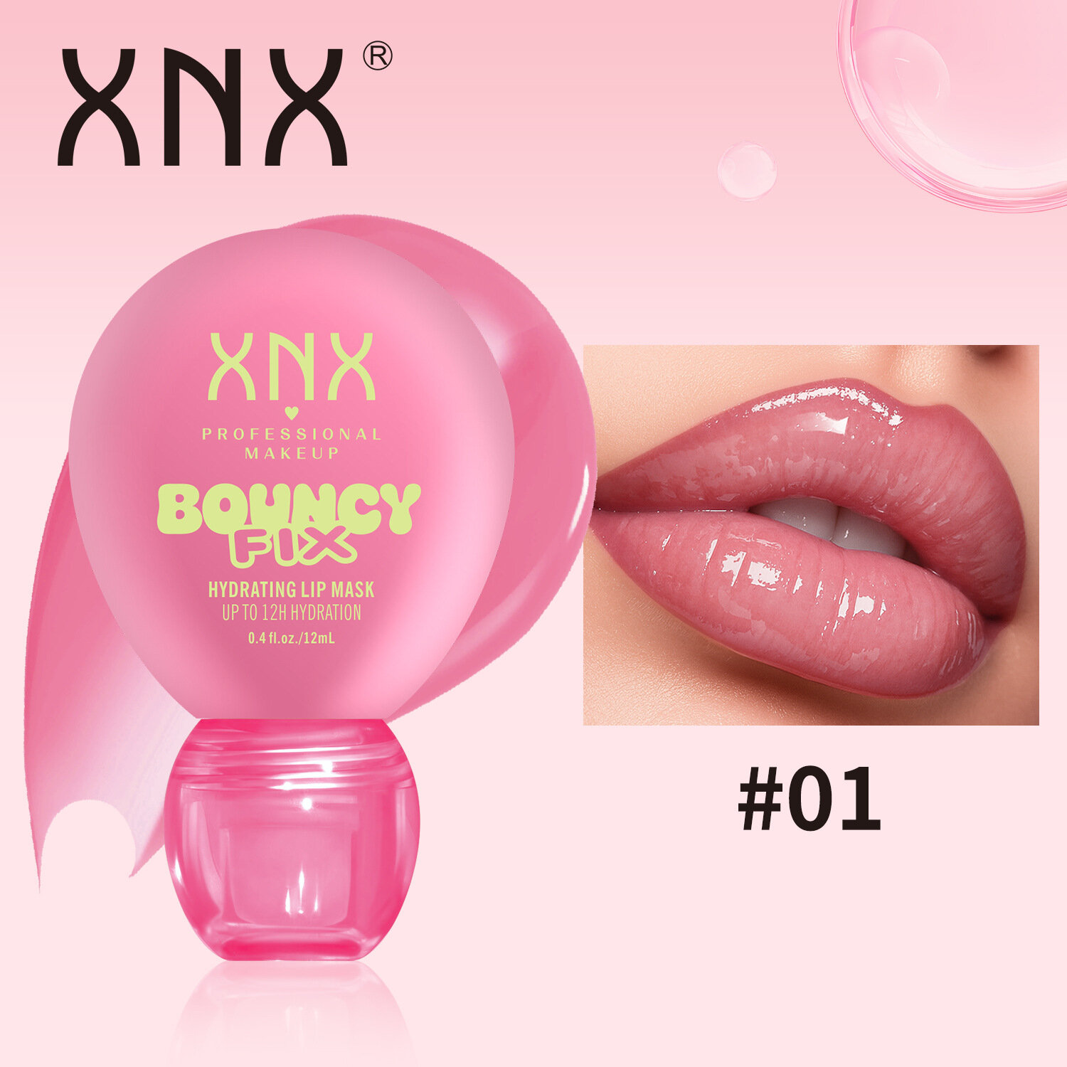 Маска для губ XNX Bouncy Fix, увлажняющая ночная и дневная, гиалуроновая кислота, разглаживает морщинки на губах, 12,5 г, 6 оттенков