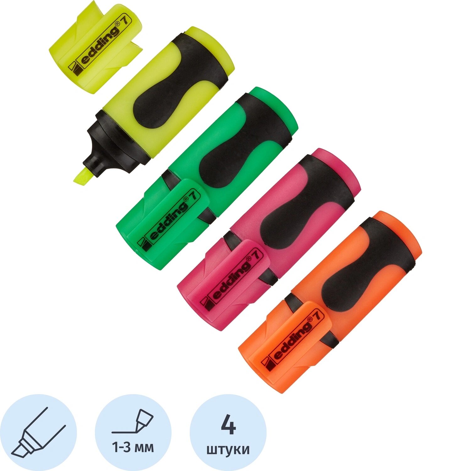 Edding Набор текстовыделителей Edding Mini E-7/4S (толщина линии 1-3 мм, 4 цвета)