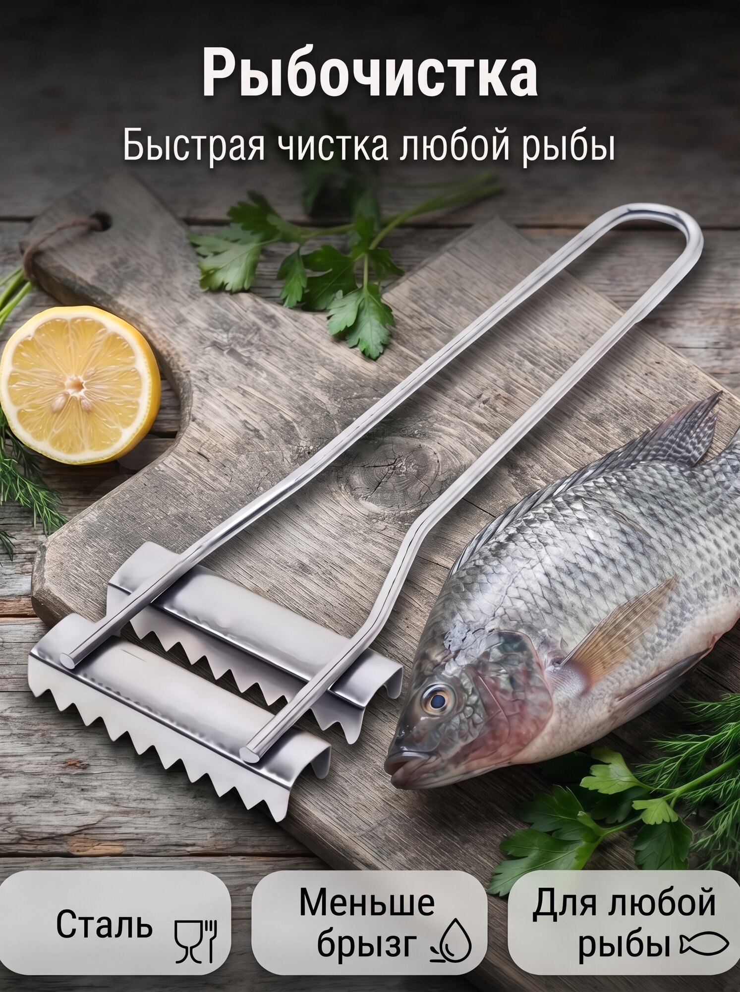 Рыбочистка ручная для любой рыбы, для кухни и дома простая, компактная
