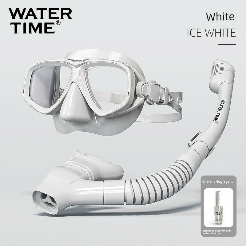 WaterTime Подводная Маска С Белым Цветом И Прозрачными Линзами Для Погружения