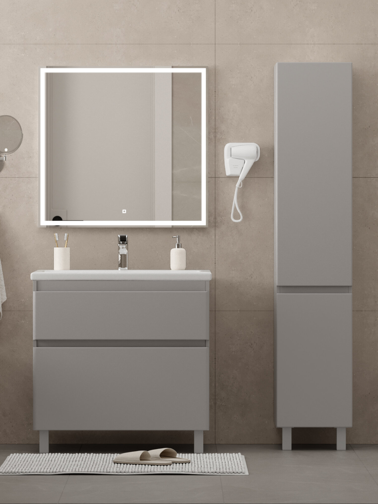 Тумба напольная SanStar Riana 80 Без раковины для ванной комнаты, Грей — фото 1