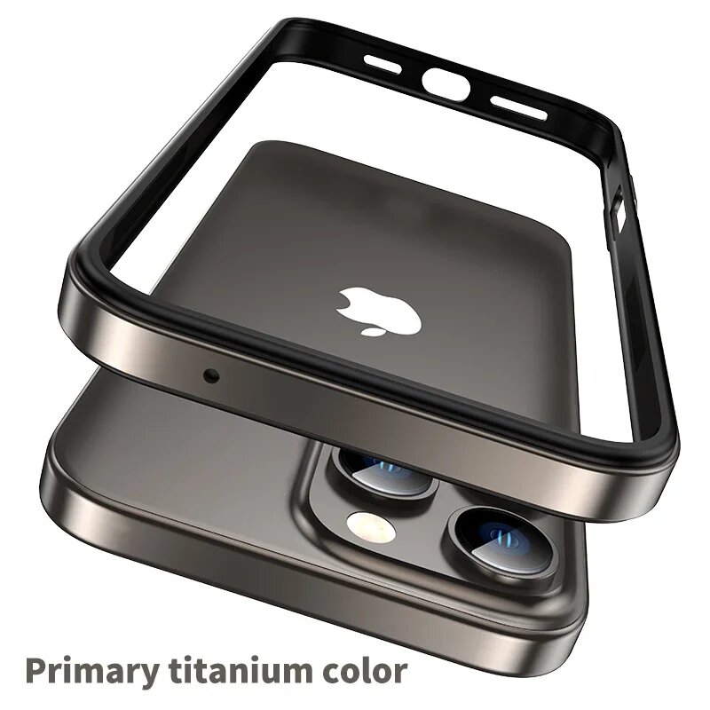 Титановый Металлический Противоударный Чехол-бампер Для iPhone Titanium BK Ping, For iPhone 15 Pro