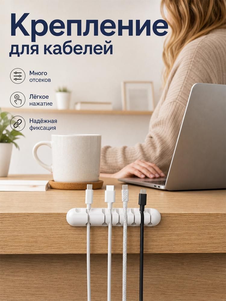 Органайзер для проводов, зарядок и кабелей, держатель для проводов самоклеящийся,