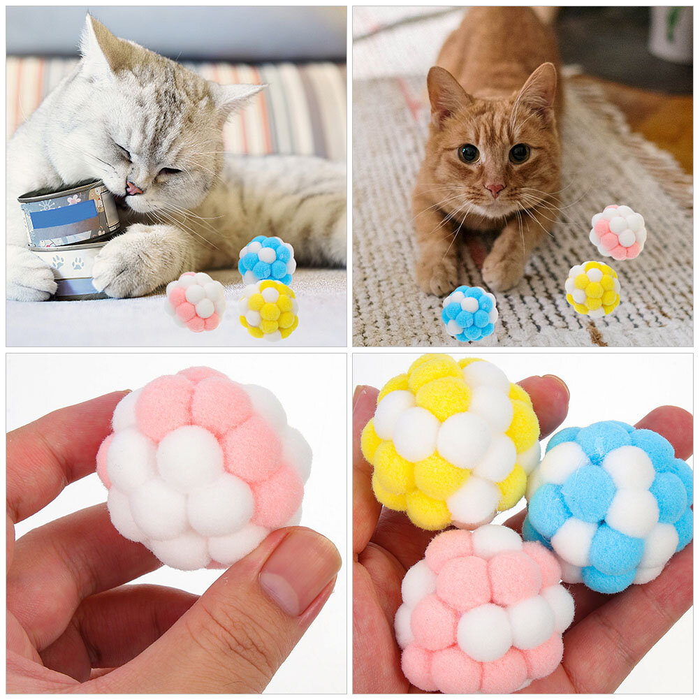 6 Штук Игрушки Для Кошек Пушистые Мячики С Колокольчиком 4 3X4 3Cm