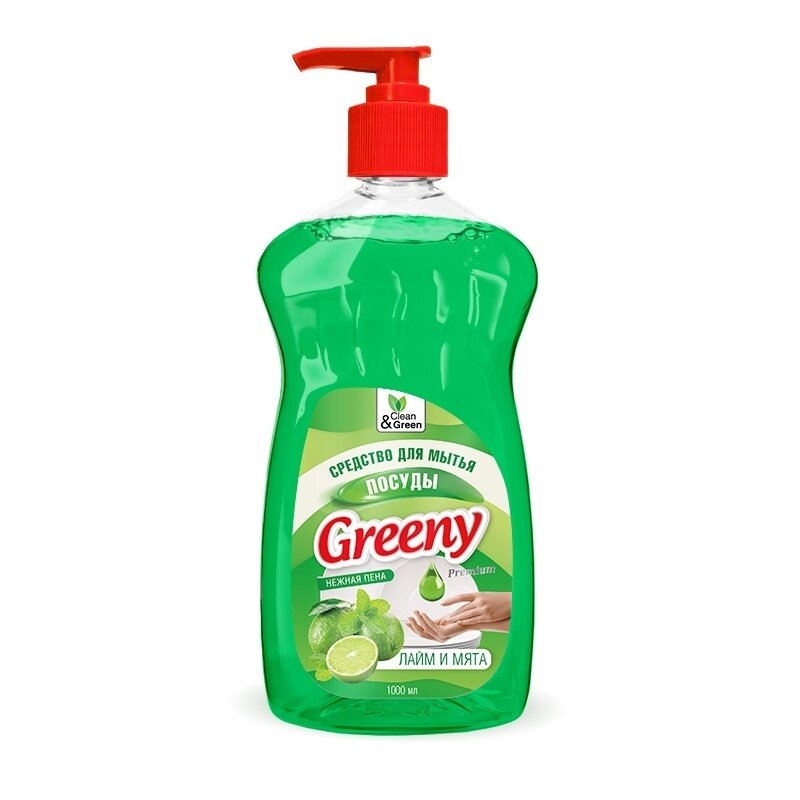 Средство для мытья посуды "Greeny" Premium с дозатором 1000 мл. Clean&Green CG8140
