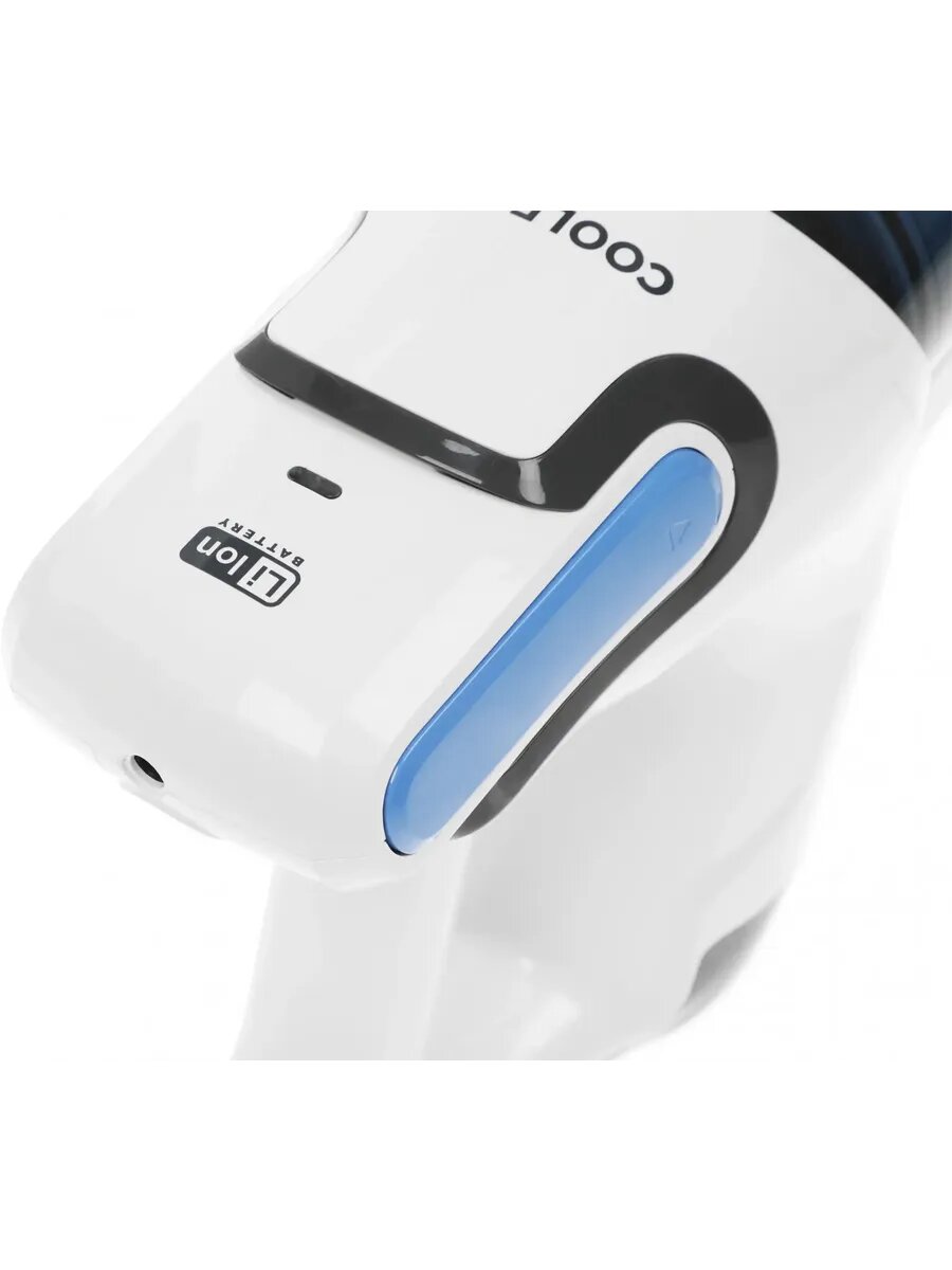 Пылесос вертикальный Coolfort CF-3006, беспроводной, 2 в 1, LED-подсветка, 130 Вт, сухая уборка, белый/синий — фото 1