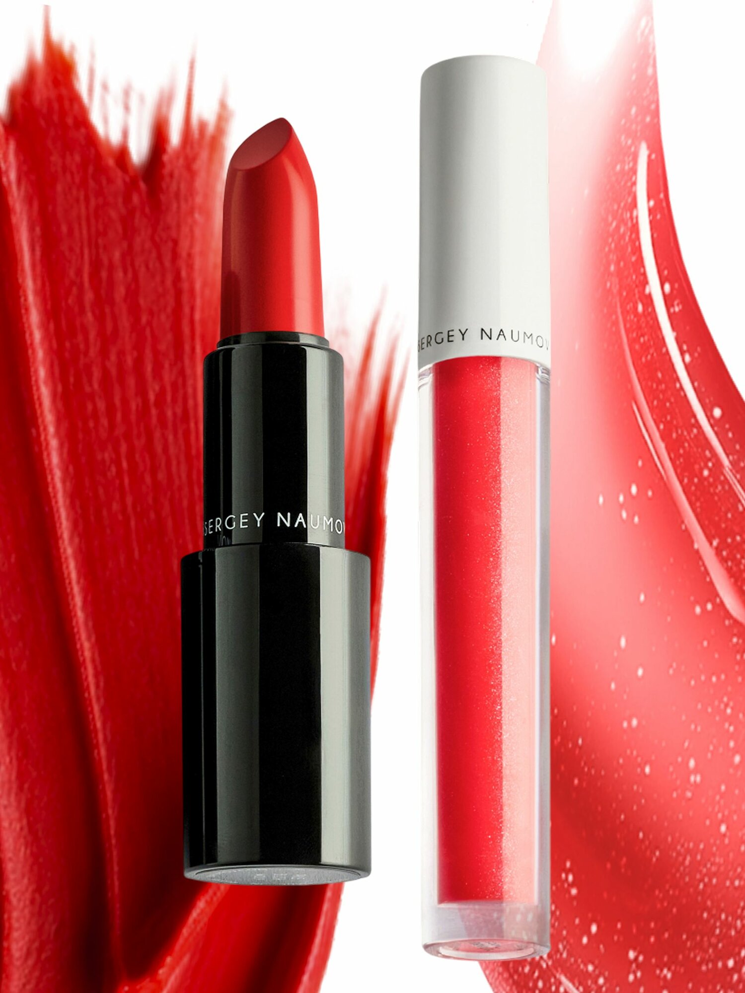 SERGEY NAUMOV Набор косметики для макияжа губ LUSTRE RED Матовая помада для губ стойкая LIPSTICK MATTE SCARLET SAGE Блеск для губ LIP GLOSS MIRABELLE