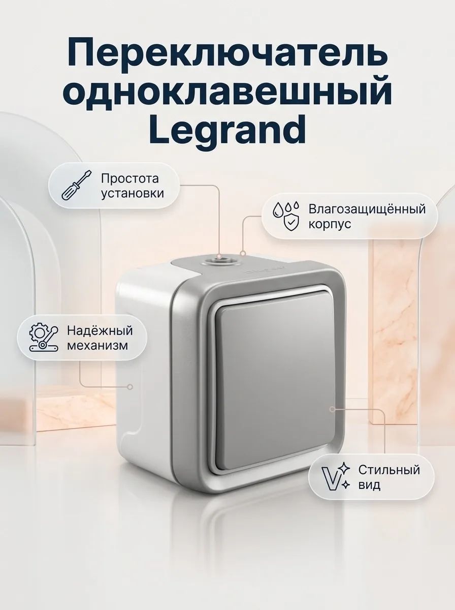 Legrand Переключатель одноклавишный PLEXO 10А 230В IP55 069901(069711)