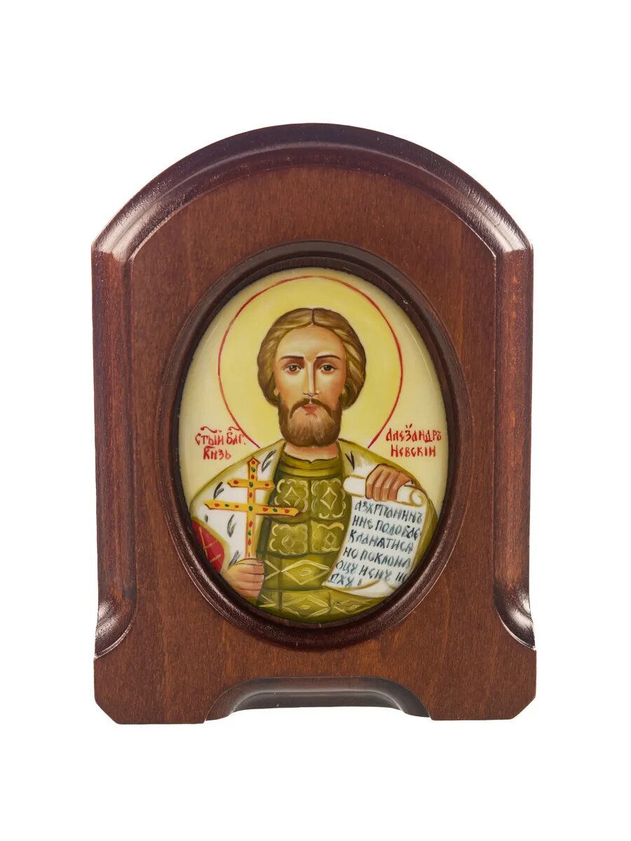Икона "Александр Невский". Финифть 10,5х13,5 см