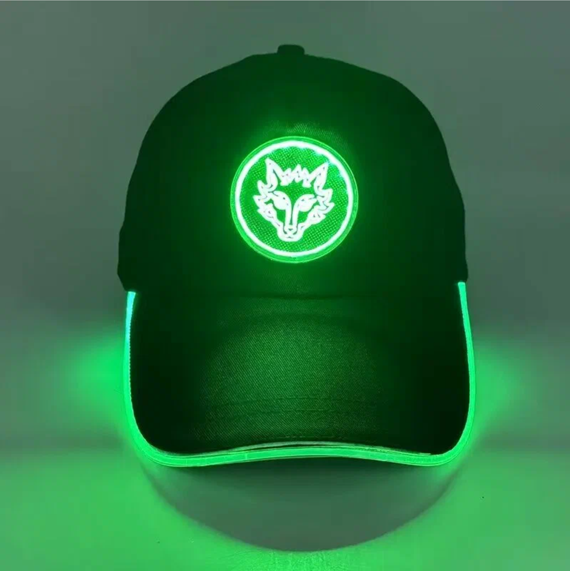 YEAHUI EL Бейсболка с зелёным LED-светом в форме волчьей головы, универсальный размер